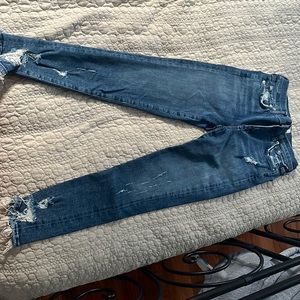 Agolde dark denim distressed jeans